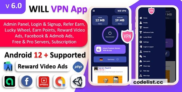 WILL VPN App v6.0 - VPN App With Admin Panel | Secure VPN &amp; Fast VPN | Refer &amp; Earn | Reward Lucky Wheel &raquo; Premium Scripts, Plugins &amp; Mobile