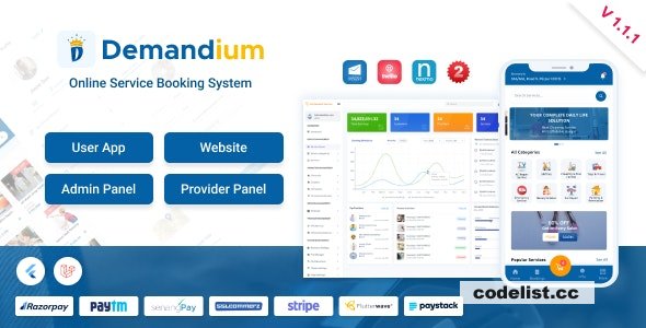 Demandium v1.1.1 - Multi Provider On Demand, Handyman, Home service App with admin panel - nulled » Premium Scripts, Plugins & Mobile