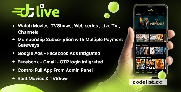 DTLive v3.0 - Movies ᄄC TV Series ᄄC Live TV - Channels - OTT - Android app | Laravel Admin Panel » Premium Scripts, Plugins & Mobile