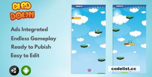 Bird Down 2D - Arcade Unity Game » Premium Scripts, Plugins & Mobile
