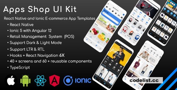 Apps Shop UI kit (POS) v2.5 - React Native & Ionic Angular E-Commerce Templates (Grocery,Food, Fashion) » Premium Scripts, Plugins & Mobile