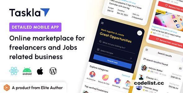 Tasklay v1.3 - Freelancer Marketplace React Native APP » Premium Scripts, Plugins & Mobile
