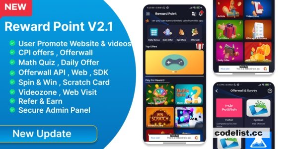 Reward Point v2.1 - CPI Offer + Offerwall + Game + Spin - nulled » Premium Scripts, Plugins & Mobile