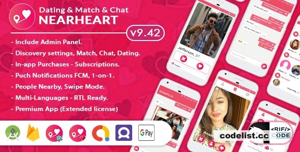 Nearheart v9.42 - Android Native Dating Tinder Clone App with Admin panel » Premium Scripts, Plugins & Mobile