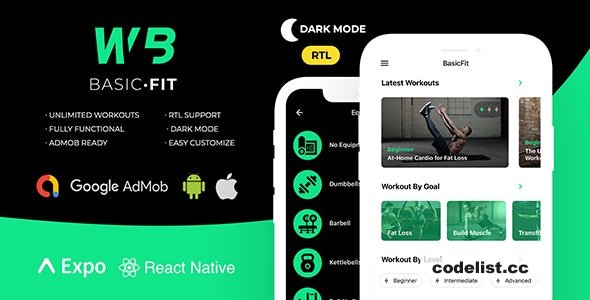 FitBasic v2.0 - Complete React Native Fitness App + Multi-Language + RTL Support » Premium Scripts, Plugins & Mobile