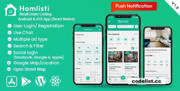 HomListi v1.10.3 - Real Estate Listing Android & iOS App » Premium Scripts, Plugins & Mobile