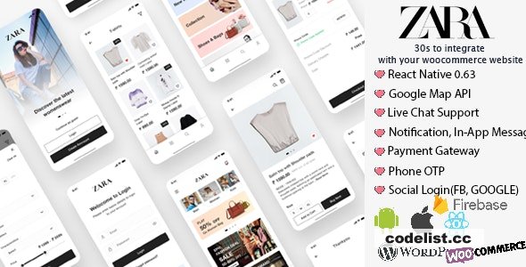 Zara App v1.0 - React Native Woocommerce » Premium Scripts, Plugins & Mobile