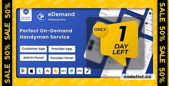 eDemand v1.4.0 - Multi Vendor On Demand Handy Services, Handyman with Flutter App & Admin panel » Premium Scripts, Plugins & Mobile