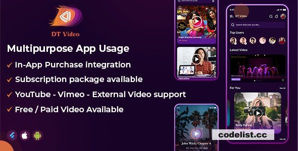 DTVideo v2.0 - Flutter Multipurpose All In One Videos App + Admin panel » Premium Scripts, Plugins & Mobile