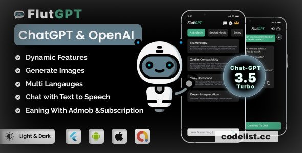 FlutGpt v2.2 - ChatGPT Flutter Full Application | Art Generator | ADMOB | Subscription Plan &raquo; Premium Scripts, Plugins &amp; Mobile