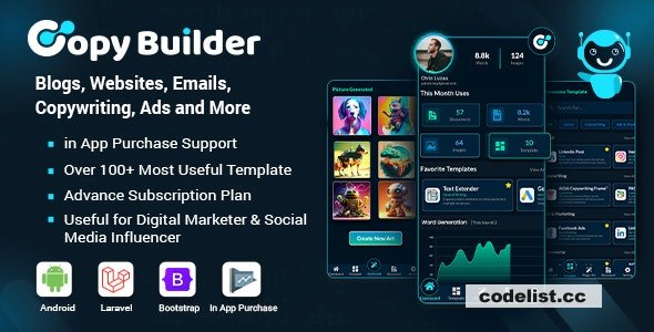 Copy Builder v2.0 - OpenAI ChatGPT AI Writing Assistant, AI Image Generator, and Content Creator as SaaS - nulled &raquo; Premium Scripts, Plugins &amp; Mobile