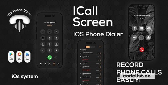 iCall OS16 v1.0.0 - Color Phone Flash - iPhone Style Call - iCallScreen Dialer - iCall Dialer Screen » Premium Scripts, Plugins & Mobile
