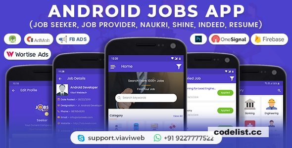 Android Jobs App v1.4 - Job Seeker, Job Provider, Naukri, Shine, Indeed, Resume - nulled » Premium Scripts, Plugins & Mobile