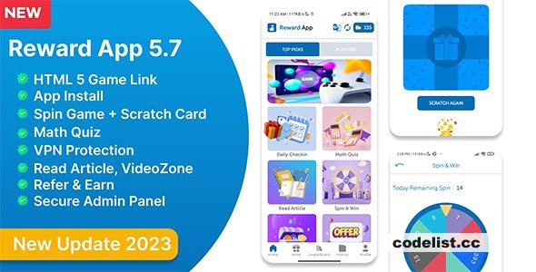 Reward App v5.7 - Lucky Spin + Start App ads + Adcolony » Premium Scripts, Plugins & Mobile