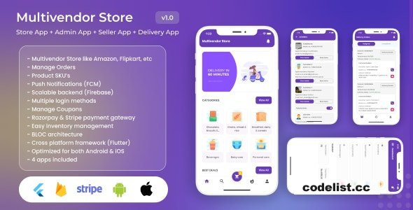 Multivendor Store v1.1 - (Amazon, Flipkart, Walmart) with Seller App, Admin App and Delivery App (4 Apps) » Premium Scripts, Plugins & Mobile