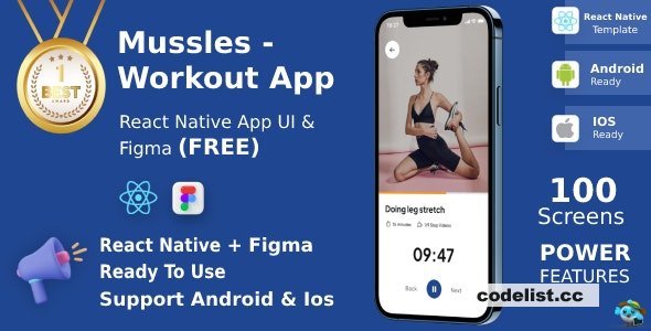 Workout Apps v1.1 - UI Kit, React Native, Figma (FREE), Mussles » Premium Scripts, Plugins & Mobile