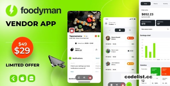 Foodyman v2023-4 - Vendor App (iOS & Android) » Premium Scripts, Plugins & Mobile
