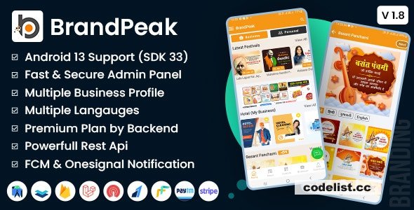 BrandPeak v1.8.1 - Festival Poster Maker, Business Post, Political Post Maker App » Premium Scripts, Plugins & Mobile