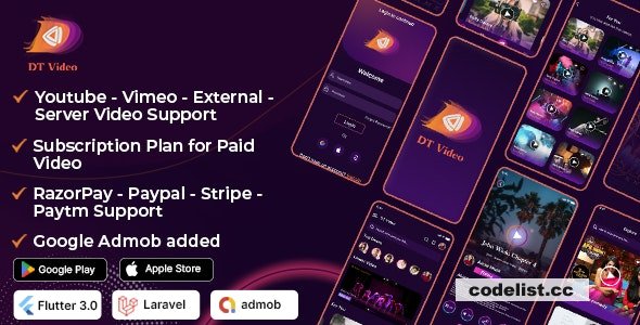 DTVideo v3.0.1 - Flutter Multipurpose All In One Videos App ( Android + ios) Admin panel » Premium Scripts, Plugins & Mobile