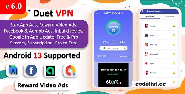 Duet Pro VPN App v6.0 - Secure VPN App &amp; Fast VPN &raquo; Premium Scripts, Plugins &amp; Mobile