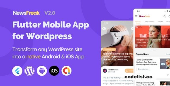 Newsfreak v2.0.4 - Flutter Mobile App for WordPress &raquo; Premium Scripts, Plugins &amp; Mobile