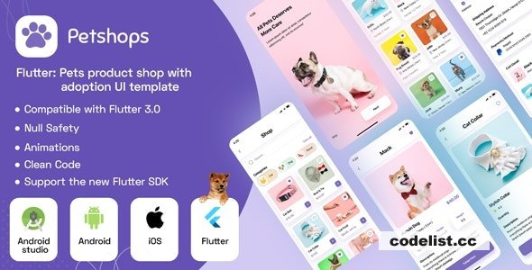 Flutter : Pets product shop with adoption UI template + Android app Template + IOS app Template v1.0 » Premium Scripts, Plugins & Mobile