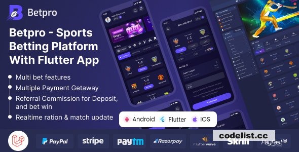 Betpro v2.2 - Sports Betting Platform PHP Laravel Admin Panel With Flutter App ios and android » Premium Scripts, Plugins & Mobile