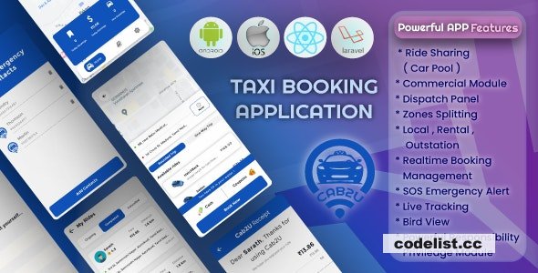 Cab2u v1.1.0 - Taxi Solution Android & IOS + Admin Panel + Dispatch Panel » Premium Scripts, Plugins & Mobile