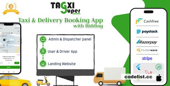 Tagxi Super Bidding v2.4 - Taxi + Goods Delivery Complete Solution With Bidding Option » Premium Scripts, Plugins & Mobile