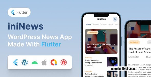 iniNews v1.0 - Flutter mobile app for WordPress &raquo; Premium Scripts, Plugins &amp; Mobile