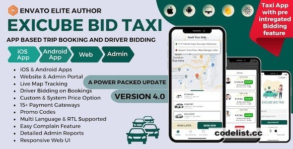 Exicube Bid Taxi App v4.0.0 » Premium Scripts, Plugins & Mobile