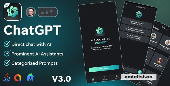 AssistantAi v3.0 - ChatGPT App - Android Java App + AdMob Ads » Premium Scripts, Plugins & Mobile