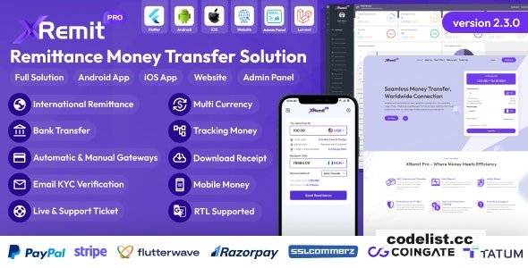 XRemit Pro v2.3.0 - Remittance Money Transfer Full Solution » Premium Scripts, Plugins & Mobile