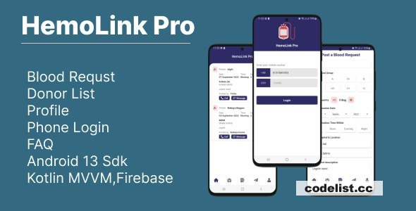 HemoLink v1.0 - Nearest Bloodbank, Blood Donor With Firebase » Premium Scripts, Plugins & Mobile