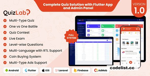QuizLab v1.0 - Complete Quiz Solution with Flutter App and Admin Panel - nulled &raquo; Premium Scripts, Plugins &amp; Mobile