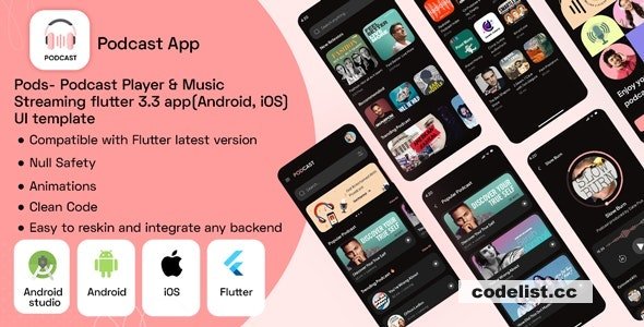 Pods v1.0 - Podcast Player &amp; Music Streaming flutter 3.3 app(Android, iOS) UI template &raquo; Premium Scripts, Plugins &amp; Mobile