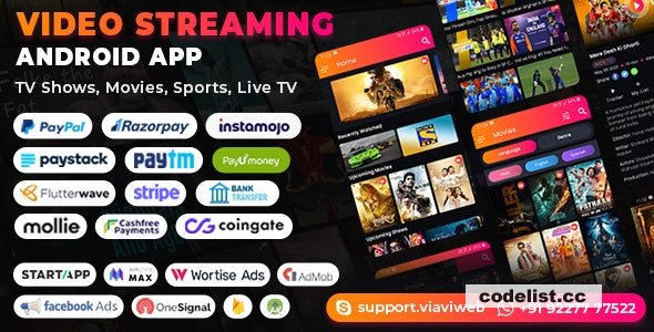 Video Streaming Android App (TV Shows, Movies, Sports, Videos Streaming, Live TV) v1.7 » Premium Scripts, Plugins & Mobile