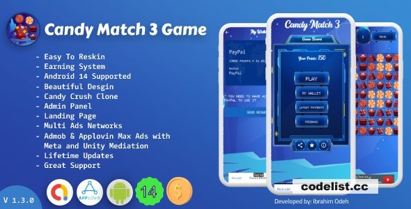 Candy Match 3 Game with Earning System and Admin Panel + Landing Page v1.3.0 » Premium Scripts, Plugins & Mobile