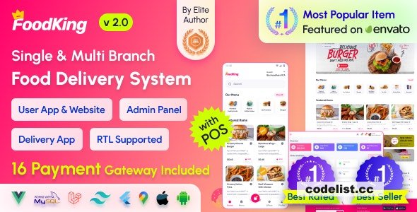 FoodKing v2.2 - Restaurant Food Delivery System with Admin Panel & Delivery Man App - Restaurant POS - nulled » Premium Scripts, Plugins & Mobile