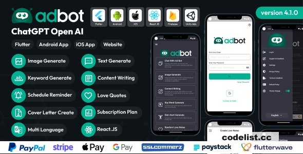 AdBot v4.1.0 - ChatGPT Open AI Android and iOS App &raquo; Premium Scripts, Plugins &amp; Mobile