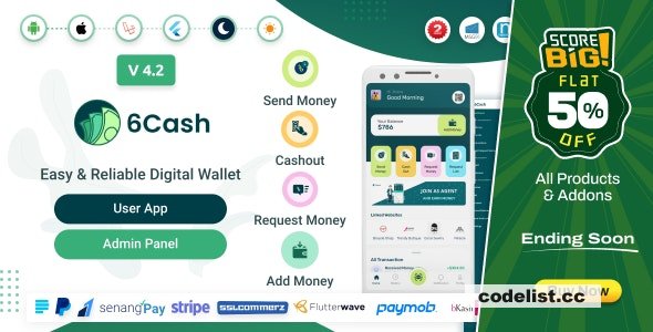6Cash v4.3 - Digital Wallet Mobile App with Laravel Admin Panel - nulled » Premium Scripts, Plugins & Mobile