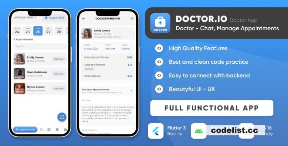 Doctor.io v1.0 - Doctor App for Doctors Appointments Managements, Online Diagnostics » Premium Scripts, Plugins & Mobile