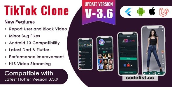 Flutter - TikTok Clone | Triller Clone & Short Video Streaming Mobile App for Android & iOS v3.6 » Premium Scripts, Plugins & Mobile