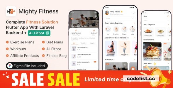 MightyFitness v3.0 - Complete Fitness Solution Flutter App With Laravel Backend + ChatGPT (AIFitbot) » Premium Scripts, Plugins & Mobile