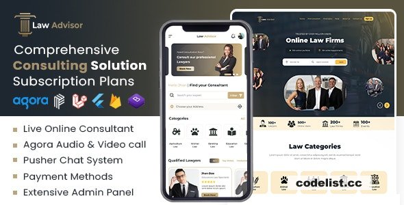 LawAdvisor v1.0.2 - Seamless Tele-Advisory Platform &amp; Virtual Legal Services with Flutter Apps, Web &amp; Admin &raquo; Premium Scripts, Plugins &amp; Mobile