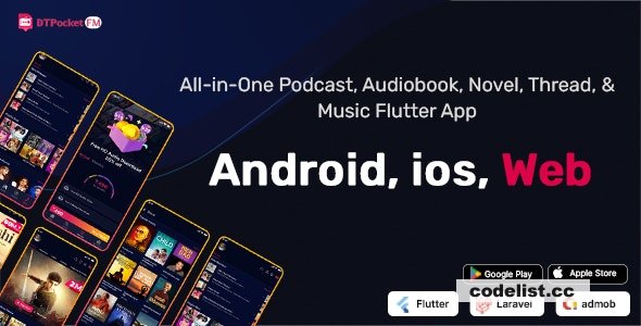 DTPocketFM - Podcasts, AudioBooks, Novels, Threads, Music Flutter App - 28 May 2024 » Premium Scripts, Plugins & Mobile