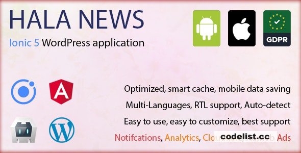 Hala News Pro v1.1.10 - Full Ionic 5 Mobile App for WordPress - Admob, Analytics, Rewards ads, Cloudflare &raquo; Premium Scripts, Plugins &amp; Mobile