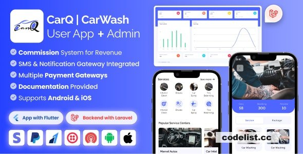 CarQ v2.0.1 - Car Wash Marketplace SAAS User Flutter App & Laravel Admin Panel » Premium Scripts, Plugins & Mobile