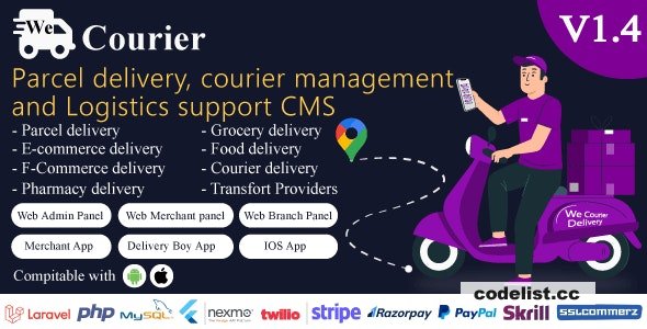 We Courier v1.4 - Courier and logistics management CMS with Merchant,Delivery app » Premium Scripts, Plugins & Mobile