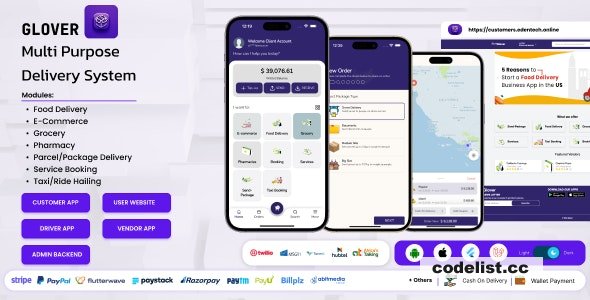 Glover v1.7.50 ᄄC Grocery, Food, Pharmacy Courier & Service Provider + Backend + Driver & Vendor app - nulled » Premium Scripts, Plugins & Mobile